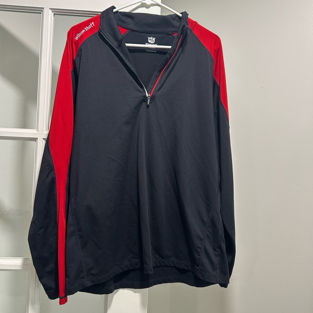 Men's Golf Wilson Staff Black and Red Quarter-Zip Pullover Medium